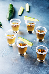 Traditional mexical tequila with cucmber