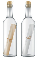 Message in a bottle. Vector illustration.