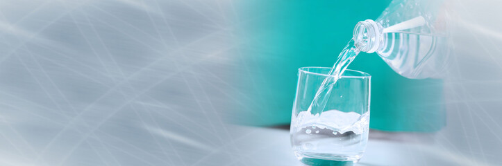 Concept of the importance of hydration; panoramic banner