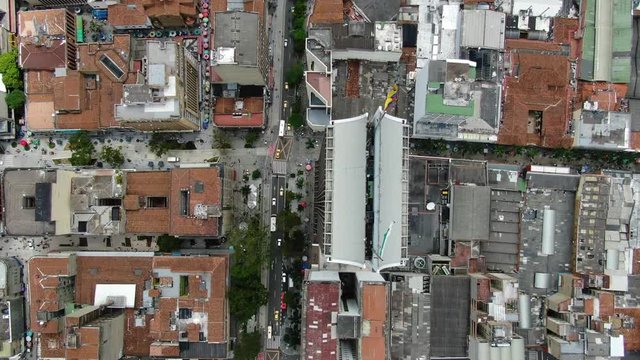 Medellin Centro Cityscape aerial drone overhead - Coltejer Skyscraper 4/5