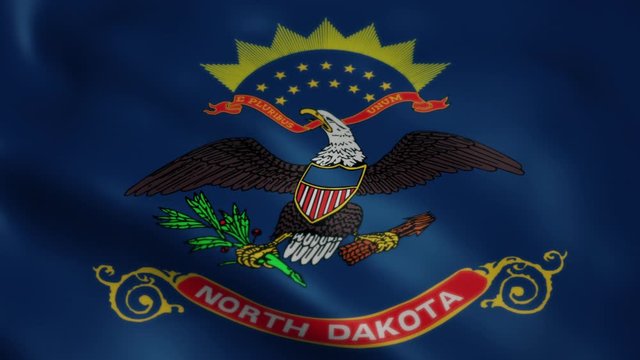 Flag of North Dakota, slow motion waving. Looping animation. Ideal for sport events, led screen, international competitions, motion graphics etc