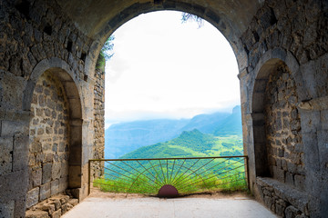 View of the mountains and gorge from Tatev Monastery, Armenia