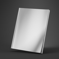 Blank Metallic Cover Of Magazine on gray background. Mock Up Template of magazine, book, brochure, booklet. 3d rendering