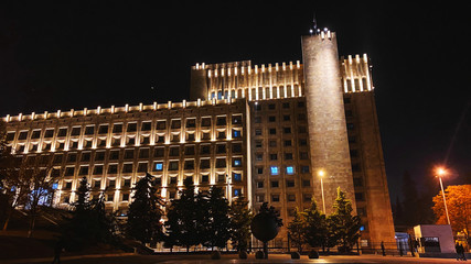 The building of the Government of Georgia in Tbilisi. At night