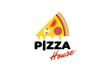 Pizza house company branding creative symbol design template for pizzeria cafe or restaurant. Vector colorful badge