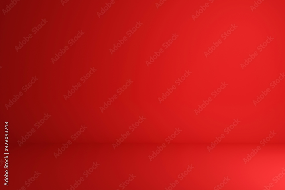 Poster Blank red display on vivid summer background with minimal style. Blank stand for showing product. 3D rendering.