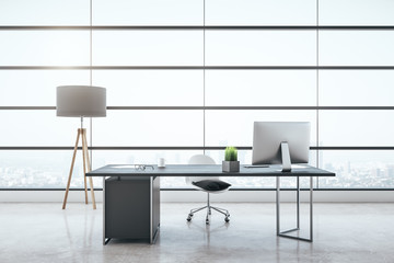 Modern grey coworking office interior