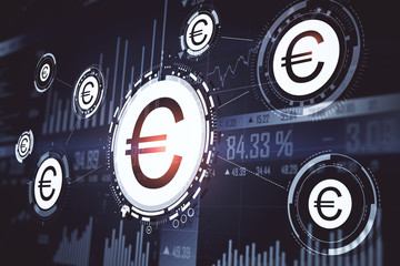 Euro symbol and business infographic