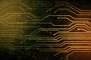 Abstract golden glowing digital circle