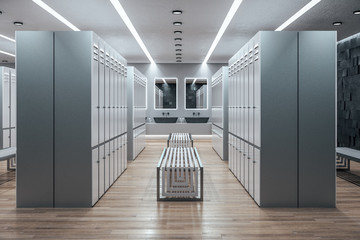 Side view of new locker room interior.