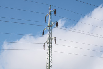 Power tower in the sky background