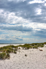 Baltic Sea beach by the sand dunes in Dueodde, Bornholm island, Denmark,