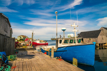 Fototapeta na wymiar Beautiful Peggy's Cove on the coastline of Nova Scotia Canada on a fine August afternoon.