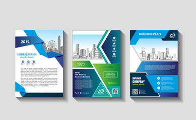 Business abstract vector template. Brochure design, cover modern layout, annual report, poster, flyer in A4 with colorful triangles, geometric shapes for tech, science, market with light background