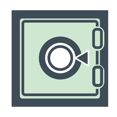 Safe isolated icon, cash safety, steel box with code