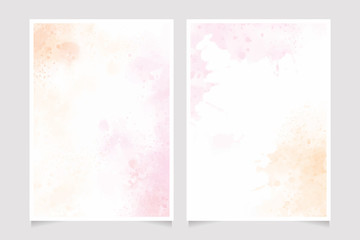 pink and gold watercolor splash background  5x7 invitation card template collection