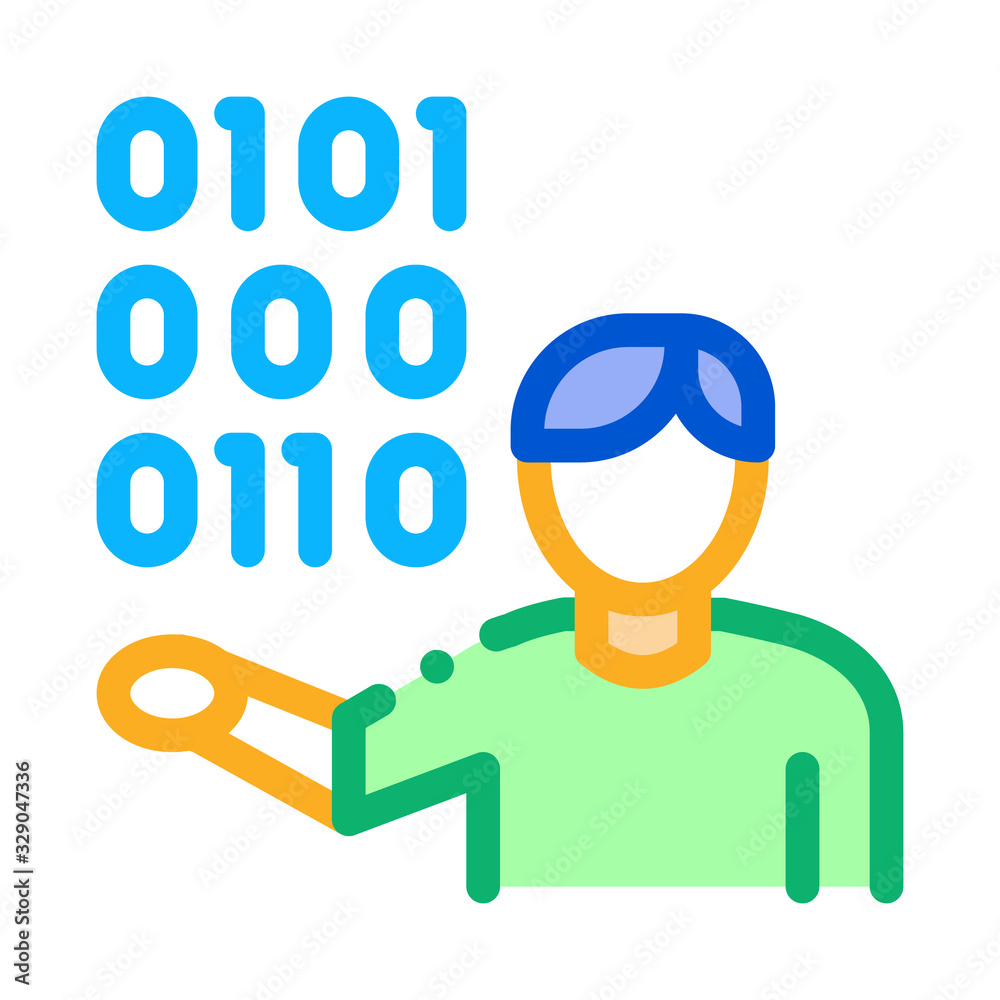 Aufkleber human binary code icon vector. outline human binary code sign. color isolated contour symbol illustr