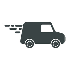Fast shipping pickup truck icon. Isolated vector illustration.