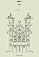 Holy Cross Church in Braga, Portugal. Landmark icon