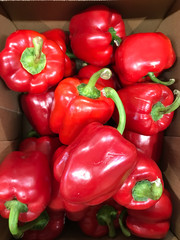 Close-up of sweet bell peppers. Healthy fresh food background.