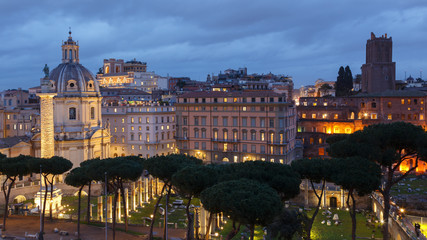 Fototapeta premium Forum of Caesar at night, Rome, Italy