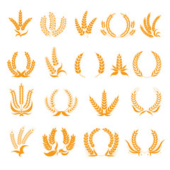 Bread or bakery product emblems decor isolated icons