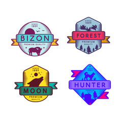 Wild Bizon and Hunter, Moon and Forest Set Logo © barsrsind
