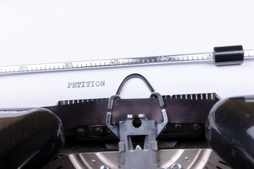 Petition - written on an old black typewriter