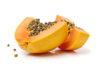 Papaya fruit sliced isolated on a white background