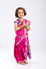 Young indian school girl on saree