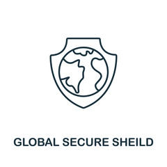 Global Secure Shield icon from cyber security collection. Simple line Global Secure Shield icon for templates, web design and infographics