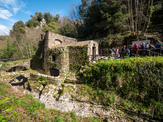 Fototapeta na wymiar Ruins of water mill. The Valle dei Mulini (Valley of Mills) of Gragnano, Naples, Campania, Italy
