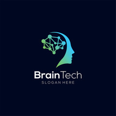 Brain Tech Mind Data Logo Design Template