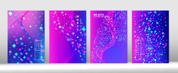 Fototapeta na wymiar 3D Liquid Shapes Minimal Cover Template. Equalizer Gradient Overlay. Abstract Geometric 