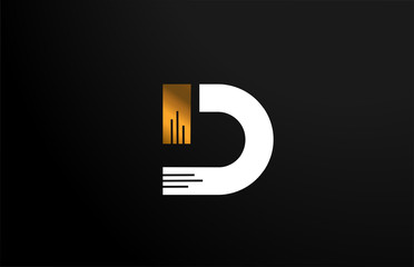 gold golden yellow white D logo letter alphabet icon design for business and company