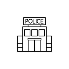 Police station, building icon. Simple line, outline vector elements of city for ui and ux, website or mobile application