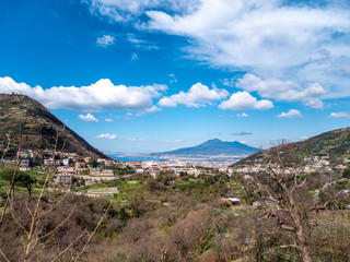 View of Vesuvius from the Lattari Mountains, Gragnano, Pimonte, Naples, Italy