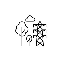 Electric tower, trees icon. Simple line, outline vector elements of city for ui and ux, website or mobile application