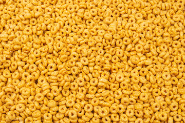 Corn-flakes background and texture. Top view.