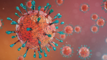 3D illustration, abstract pathogen as a type of flu - H1N1, hepatitis viruses, influenza virus, flu, aids. Virus abstract background. Virus infects human cells. Infection causing chronic disease.