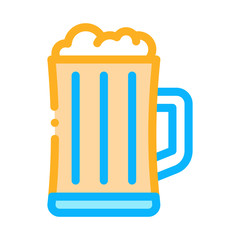 Foamy Beer Cup Icon Vector. Outline Foamy Beer Cup Sign. Color Isolated Contour Symbol Illustration