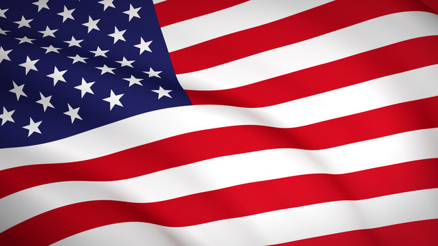 Waving USA (United States) national flag - Realistic 3D render.