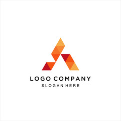 Abstract Initial Letter A  Technology logo icon vector design concept. letter A colorful