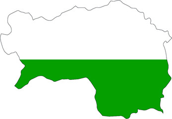 Vector Illustration of the Combined Map and Flag of the Austrian State of Styria