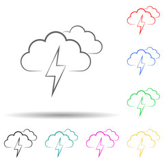 cloud sign with thunder-storm multi color style icon. Simple thin line, outline vector of weather icons for ui and ux, website or mobile application