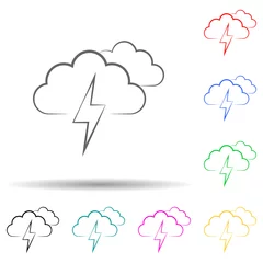 Tuinposter cloud sign with thunder-storm multi color style icon. Simple thin line, outline vector of weather icons for ui and ux, website or mobile application © rashadaliyev