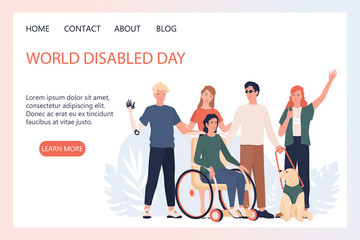 World disabled day landing page or web banner concept.