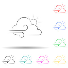 partial-wind sign with the sun multi color style icon. Simple thin line, outline vector of weather icons for ui and ux, website or mobile application
