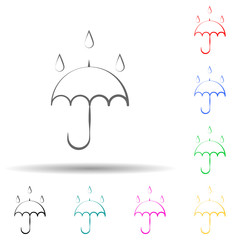rain sign and umbrella multi color style icon. Simple thin line, outline vector of weather icons for ui and ux, website or mobile application