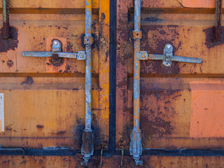 yellow metal weathered rusty door